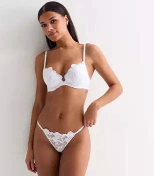 Белые стринги с вышивкой пайетками New Look, белый