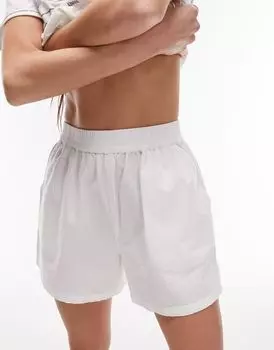 Белые свободные шорты для бега из стираного хлопка Topshop