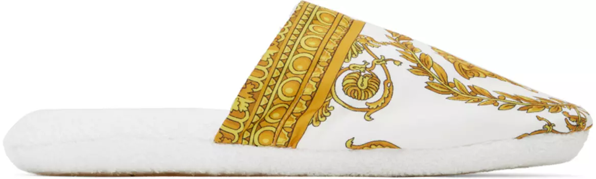 Белые тапочки в стиле барокко Versace Underwear