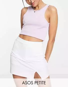 Белые теннисные юбки с разрезом спереди ASOS DESIGN Petite