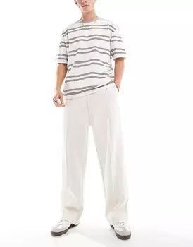 Белые тяжелые широкие джоггеры ASOS DESGIN