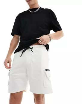 Белые трикотажные шорты карго Bershka