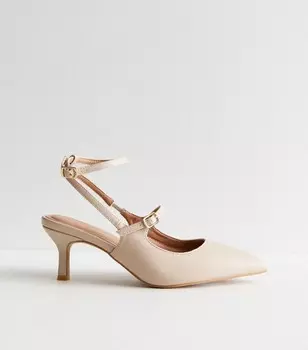 Белые туфли-лодочки на каблуке-шпильке с открытой пяткой New Look, белый