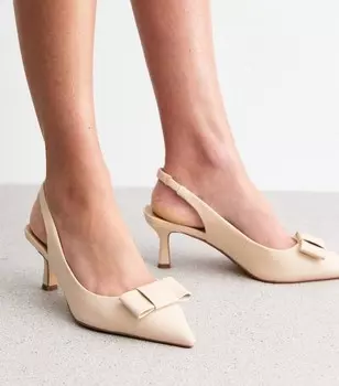 Белые туфли-лодочки с широкой пяткой и бантом на пятке New Look, белый