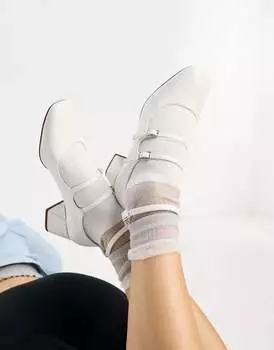 Белые туфли Мэри Джейн на среднем каблуке ASOS Socco