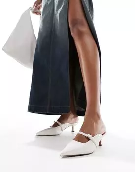 Белые туфли-мофели на каблуке ASOS DESIGN Samson Mary Jane