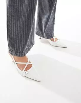 Белые туфли на каблуке с пряжками ASOS DESIGN Scottie