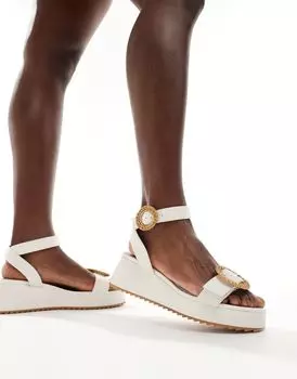 Белые туфли на плоской подошве с термопряжками ASOS DESIGN