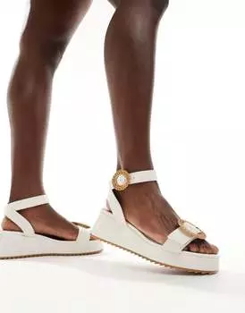 Белые туфли на плоской подошве с термопряжками ASOS DESIGN