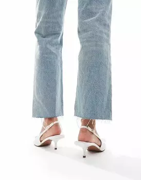 Белые туфли на среднем каблуке с бантом ASOS DESIGN Sriracha
