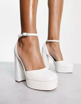 Белые туфли на высоком блочном каблуке на платформе ASOS DESIGN Priority