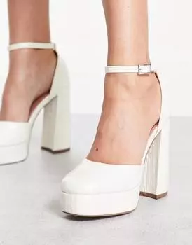 Белые туфли на высоком каблуке на платформе ASOS DESIGN Priority