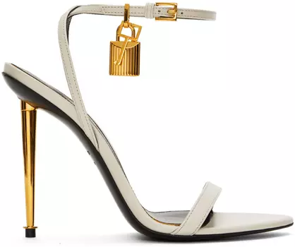 Белые туфли с замком на остроконечном каблуке TOM FORD