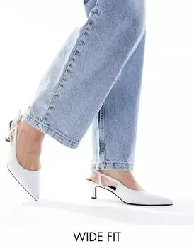 Белые туфли широкого кроя на каблуке с ремешками ASOS Wide Fit Strut