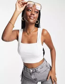 Белые укороченные майки с квадратным вырезом и швом ASOS DESIGN