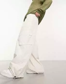 Белые ультраширокие брюки карго с парашютом ASOS DESIGN