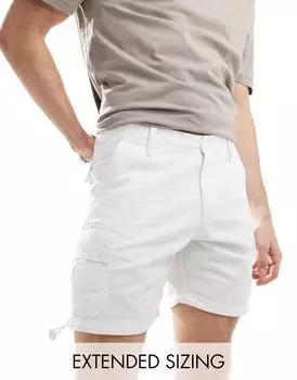 Белые узкие шорты карго средней длины ASOS DESIGN