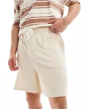 Белые велюровые шорты в рубчик оверсайз ASOS DESIGN
