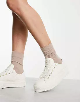 Белые вязаные крючком кроссовки Converse Chuck Taylor All Star Lift