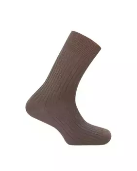 Белые вязаные мужские носки из 100% шерсти в рубчик Punto Blanco, темно-коричневый