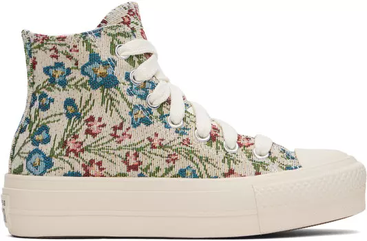 Белые высокие кеды Chuck Taylor All Star Lift Platform Floral Tapestry Converse