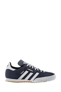 Белые замшевые спортивные кроссовки самба Adidas Originals, синий
