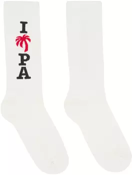 Белые жаккардовые носки Palm Angels