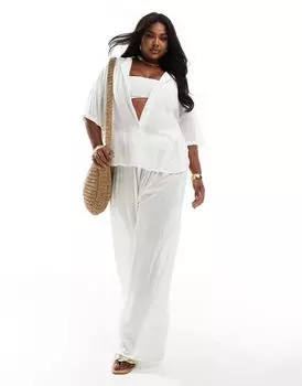 Белые жатые плавки широкого кроя ASOS DESIGN Curve