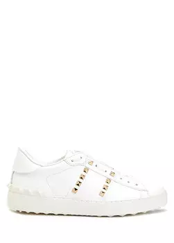 Белые женские кожаные кроссовки rockstud untitled Valentino Garavani