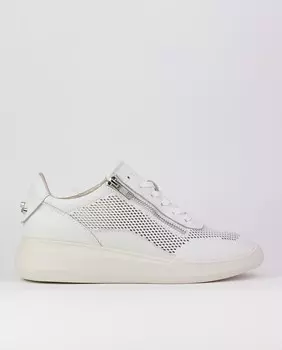 Белые женские кроссовки на танкетке и декоративной молнии "Кенгуру" Kangaroos, белый