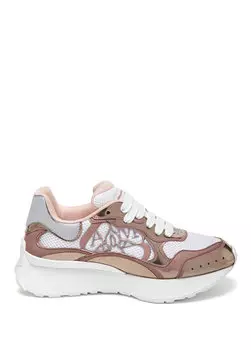 Белые женские кроссовки с текстурированной медной сеткой Alexander McQueen