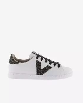 Белые женские спортивные кроссовки с логотипом и блестками на спине Victoria, черный