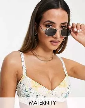 Белый бикини-топ балконет с цветочным принтом для беременных River Island River Island