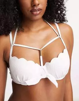 Белый бикини-топ с фестончатыми чашечками Hunkemoller