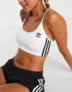 Белый бралетт с тремя полосками adidas Originals
