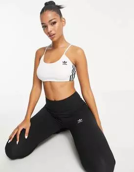 Белый бралетт с тремя полосками adidas Originals