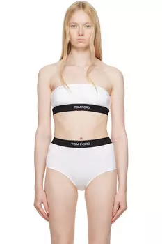 Белый бюстгальтер-бандо из модала Signature TOM FORD