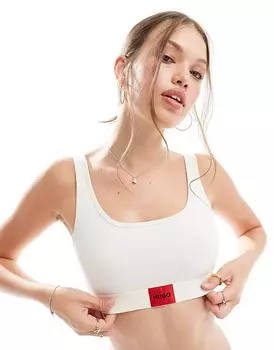 Белый бюстгальтер без косточек HUGO Bodywear с красной этикеткой