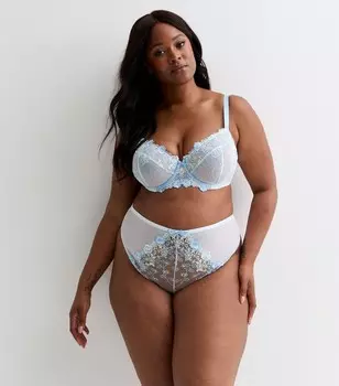 Белый бюстгальтер без подкладок с цветочной вышивкой Curves Curves New Look, белый