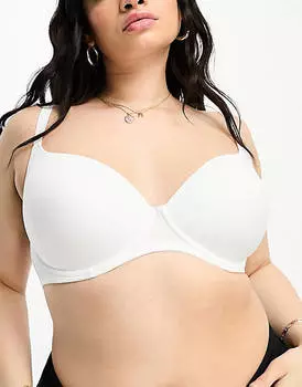 Белый бюстгальтер-футболка из формованной микрофибры ASOS DESIGN Curve