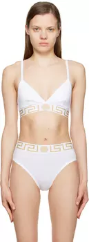 Белый бюстгальтер с каймой Greca Versace Underwear