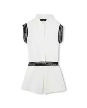 Белый девичий комбинезон с короткими рукавами Karl Lagerfeld Kids