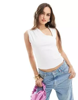 Белый драпированный топ с асимметричным вырезом Abercrombie & Fitch