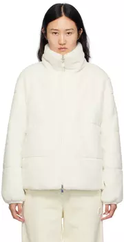 Белый двусторонний пуховик Moncler Pluvier из искусственного меха