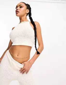 Белый двусторонний топ с открытой спиной и воротником-бретелькой Pieces