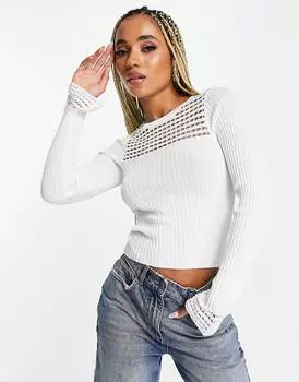 Белый джемпер с открытой кокеткой ASOS DESIGN