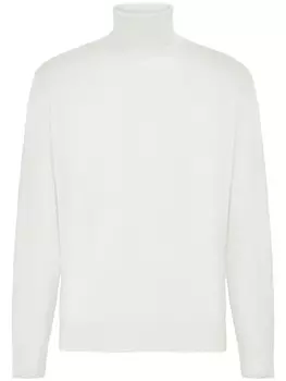 Белый джемпер с воротником-поло из мериносовой шерсти Boggi Milano