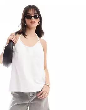 Белый джинсовый топ с воротником-халтер ASOS
