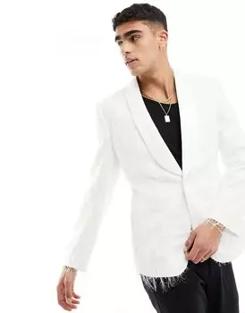 Белый фактурный пиджак скинни ASOS