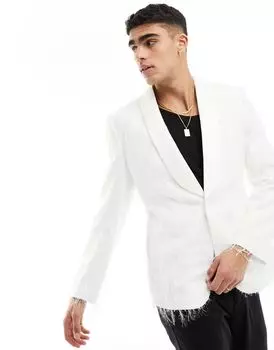 Белый фактурный пиджак скинни ASOS DESIGN